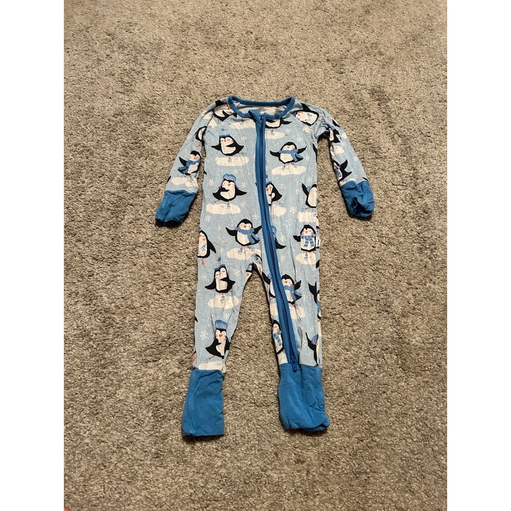 Little Sleepies blue penguins one piece zippy 0/3 months PLAY
